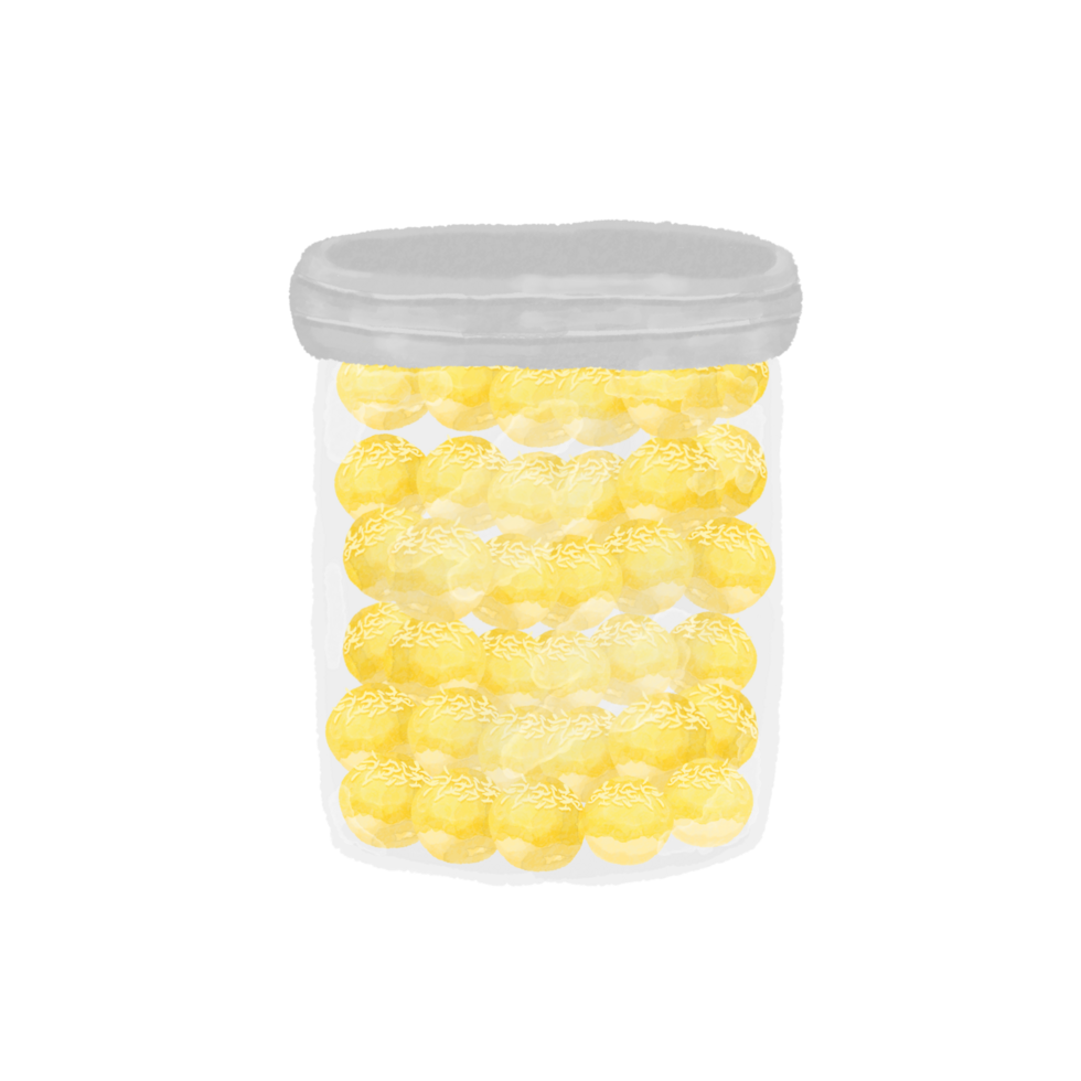 Hand-Drawn Nastar Cookies in a Jar, Golden, Transparent Container png