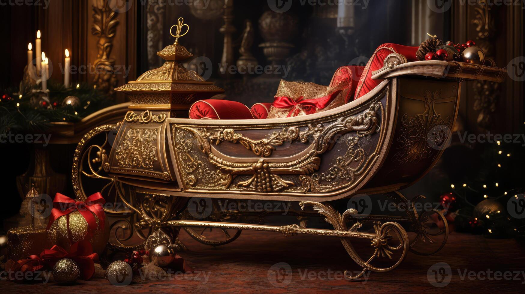 magic sleigh with gifts photo