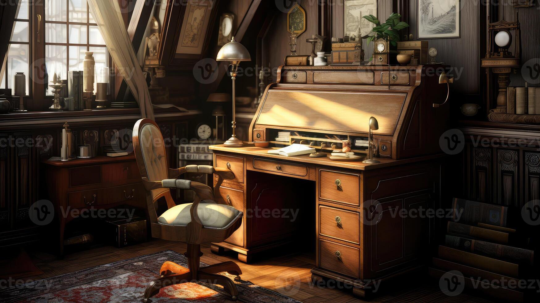 top antique desk and chair photo