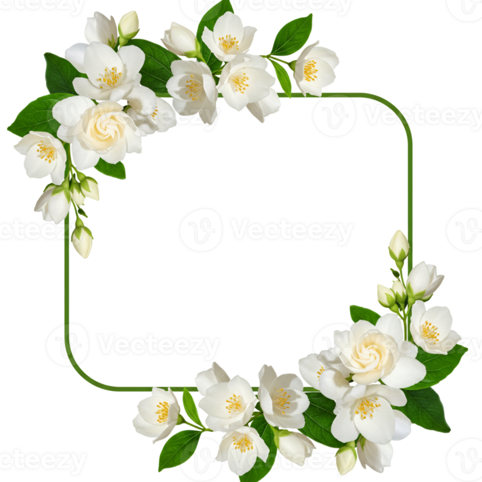 Delicate white flower arrangement natural setting graphic illustration elegant design framed art botanical concept png