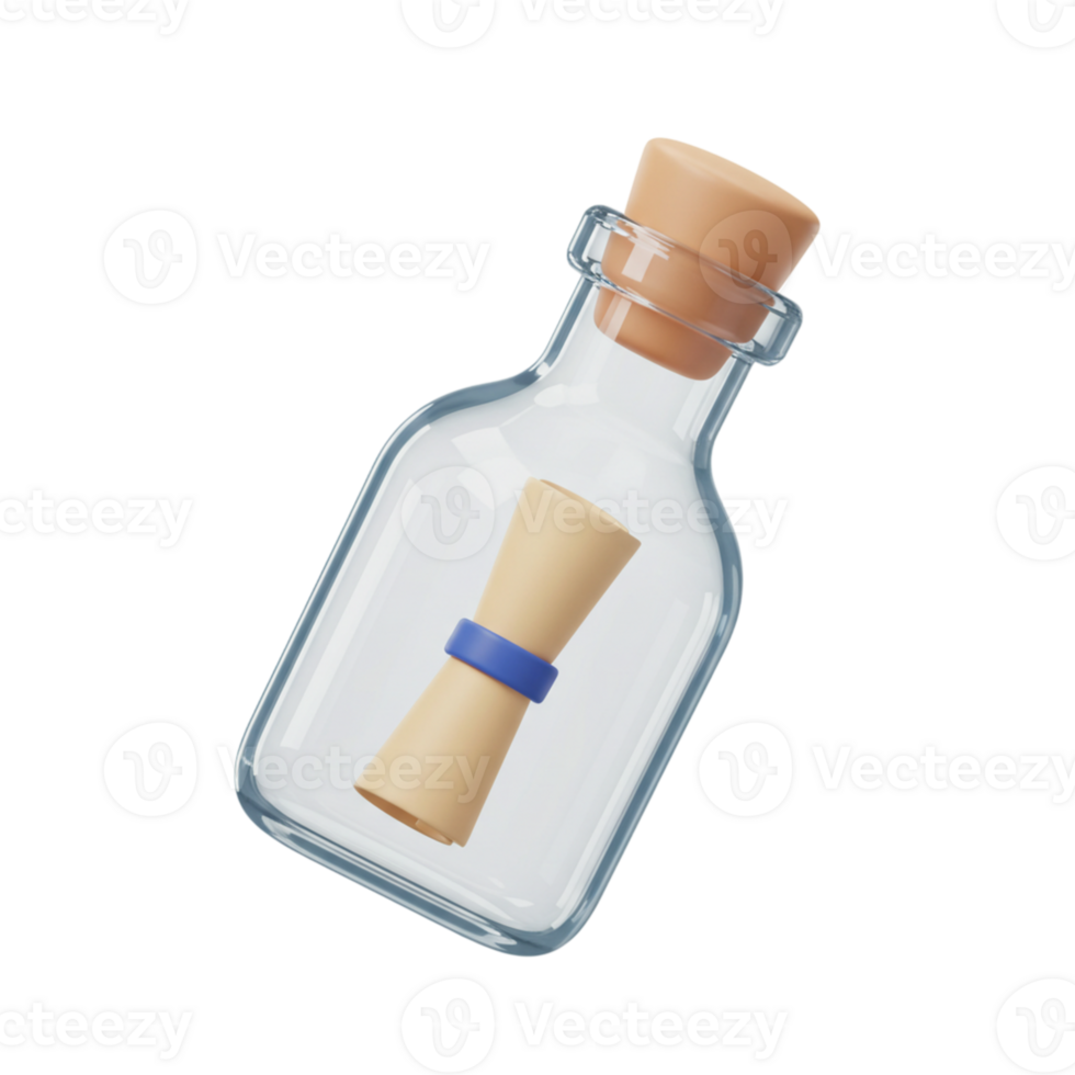 Message in a bottle seaside symbolic art tranquil setting close-up view exploration of emotions and communication png