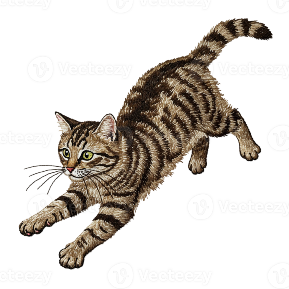 Energetic cat pouncing indoor setting illustration cozy environment close-up playful concept for seo impact png
