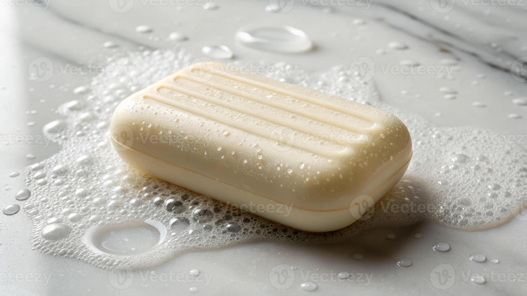 Hygiene practices with soap bar close-up kitchen counter product photography clean environment top view photo