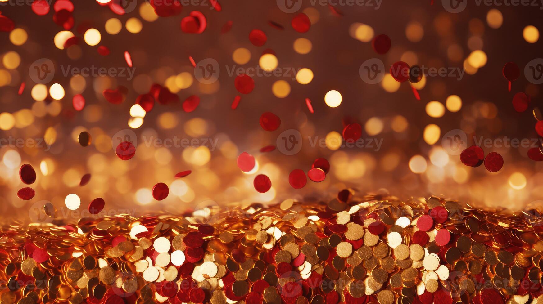 festive red gold confetti photo