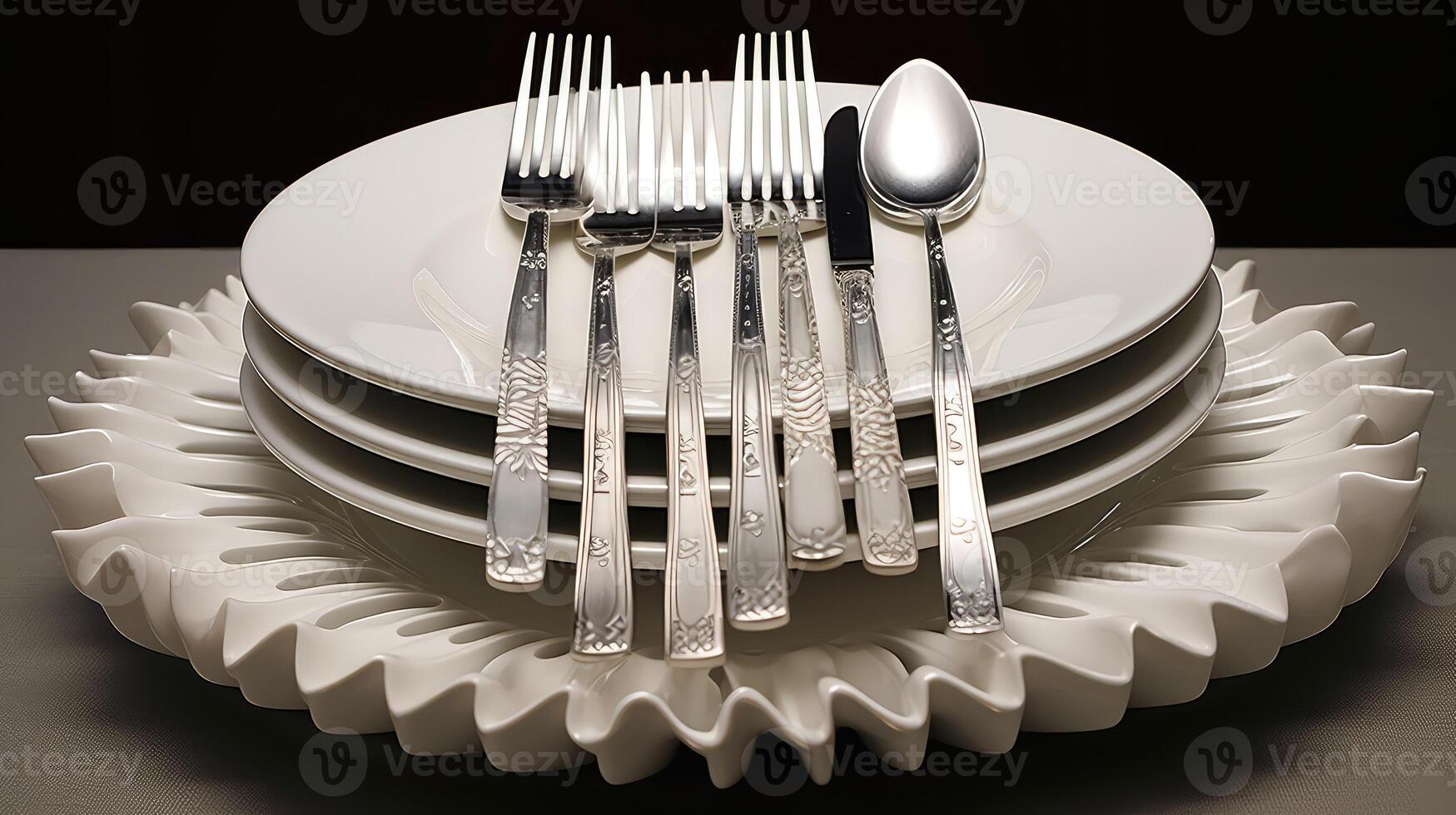 display white plate and silverware photo