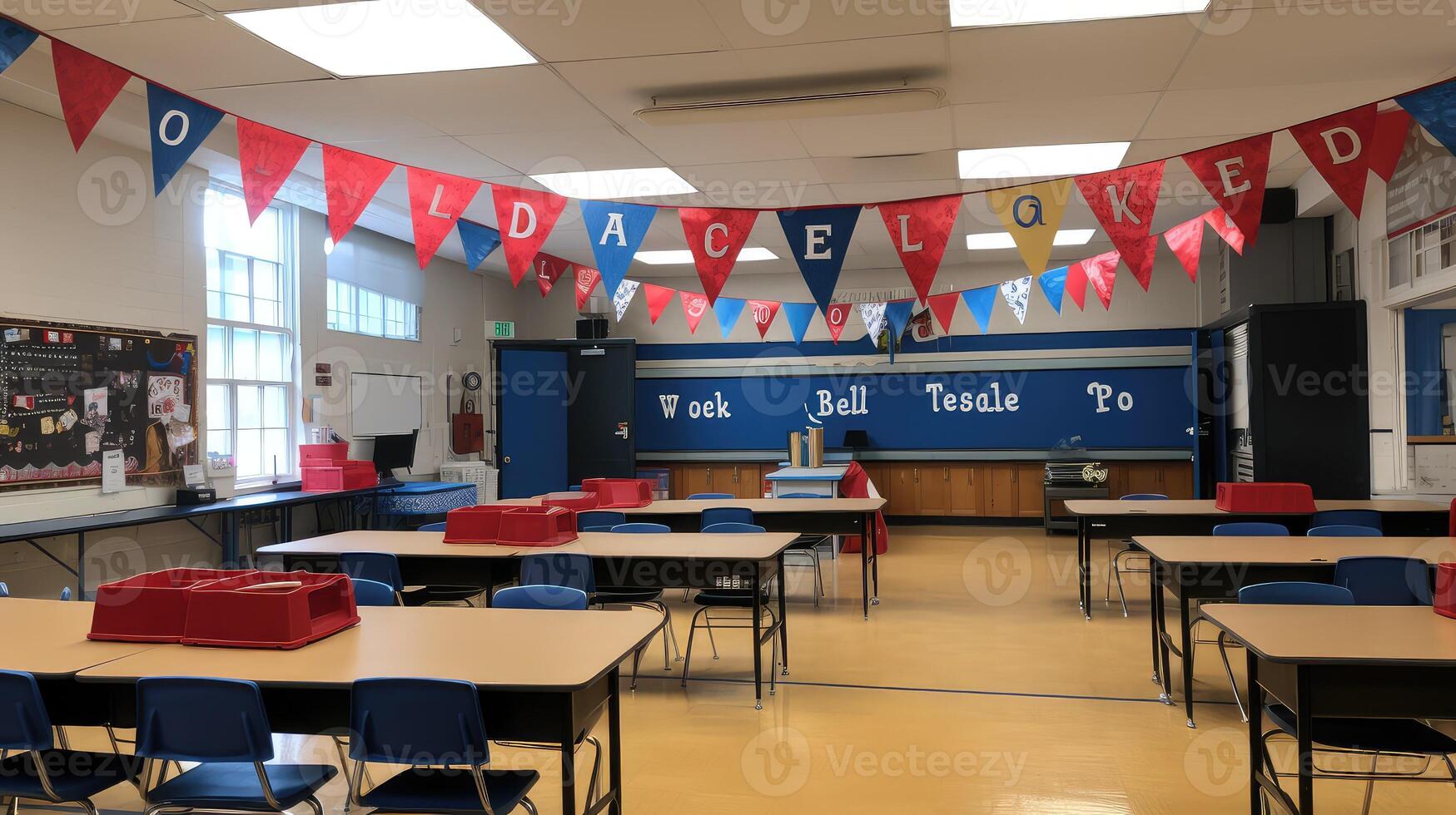 school red and blue banner photo