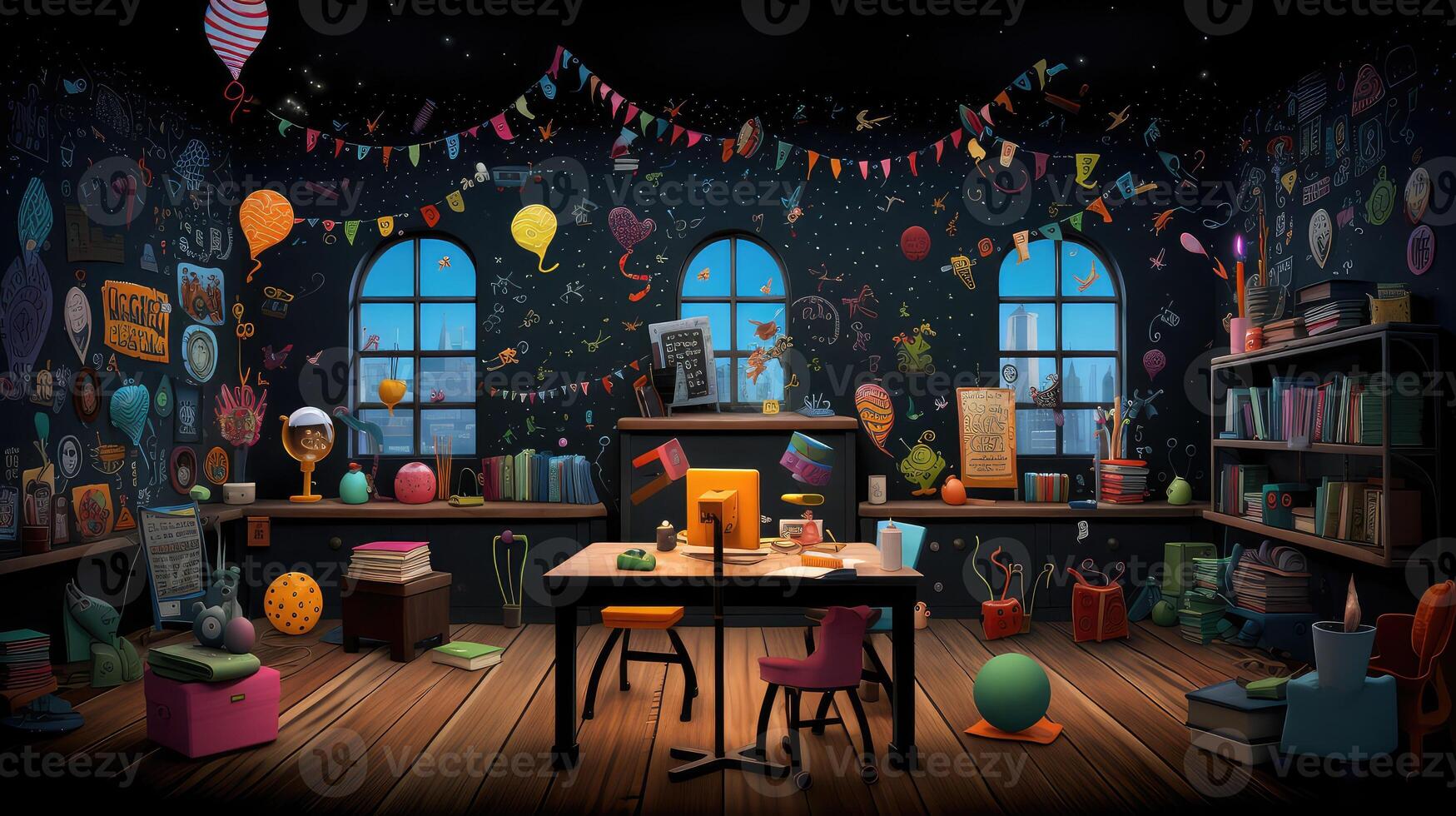 playful black background with glitter photo