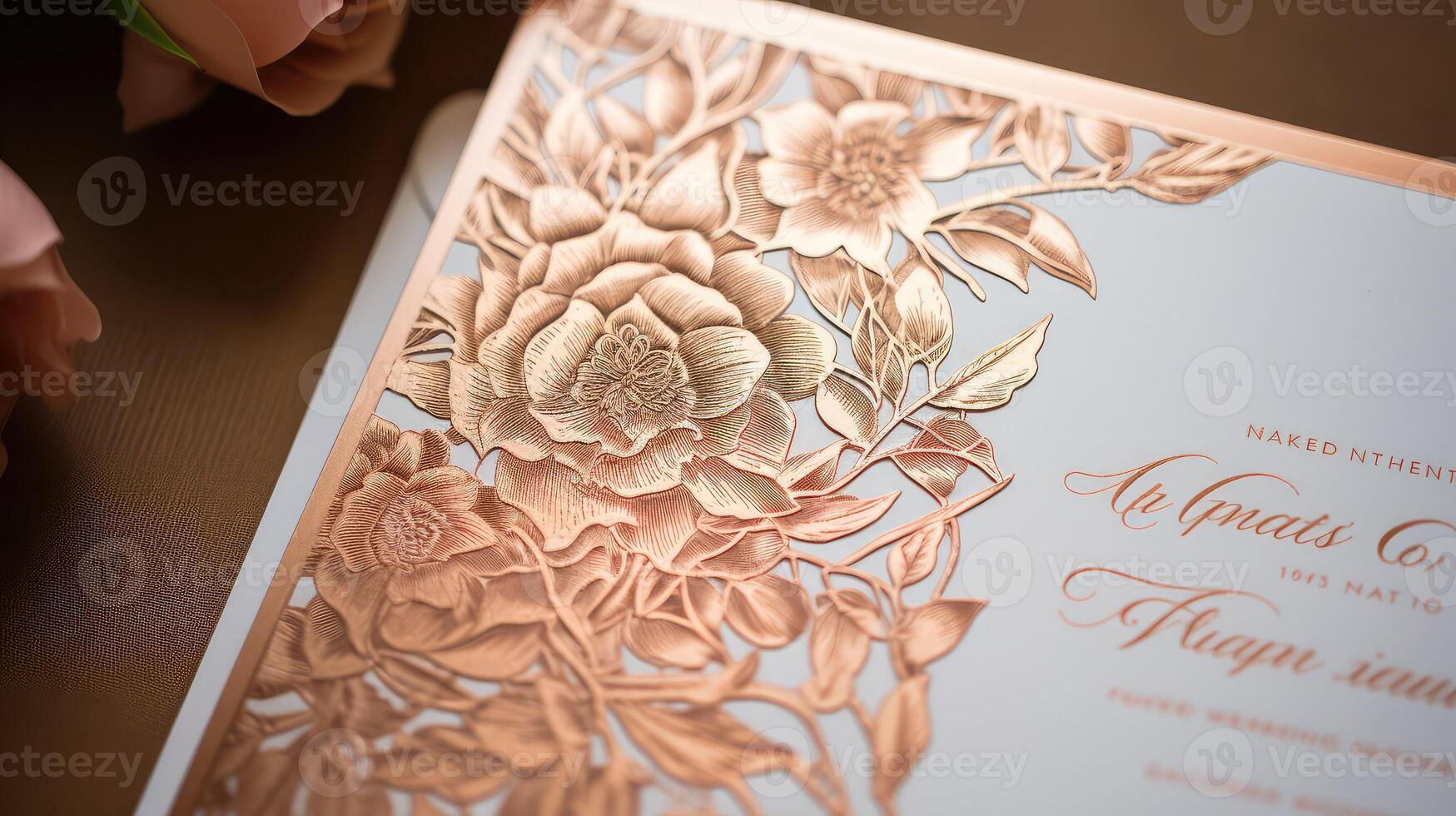floral rose gold invitations photo