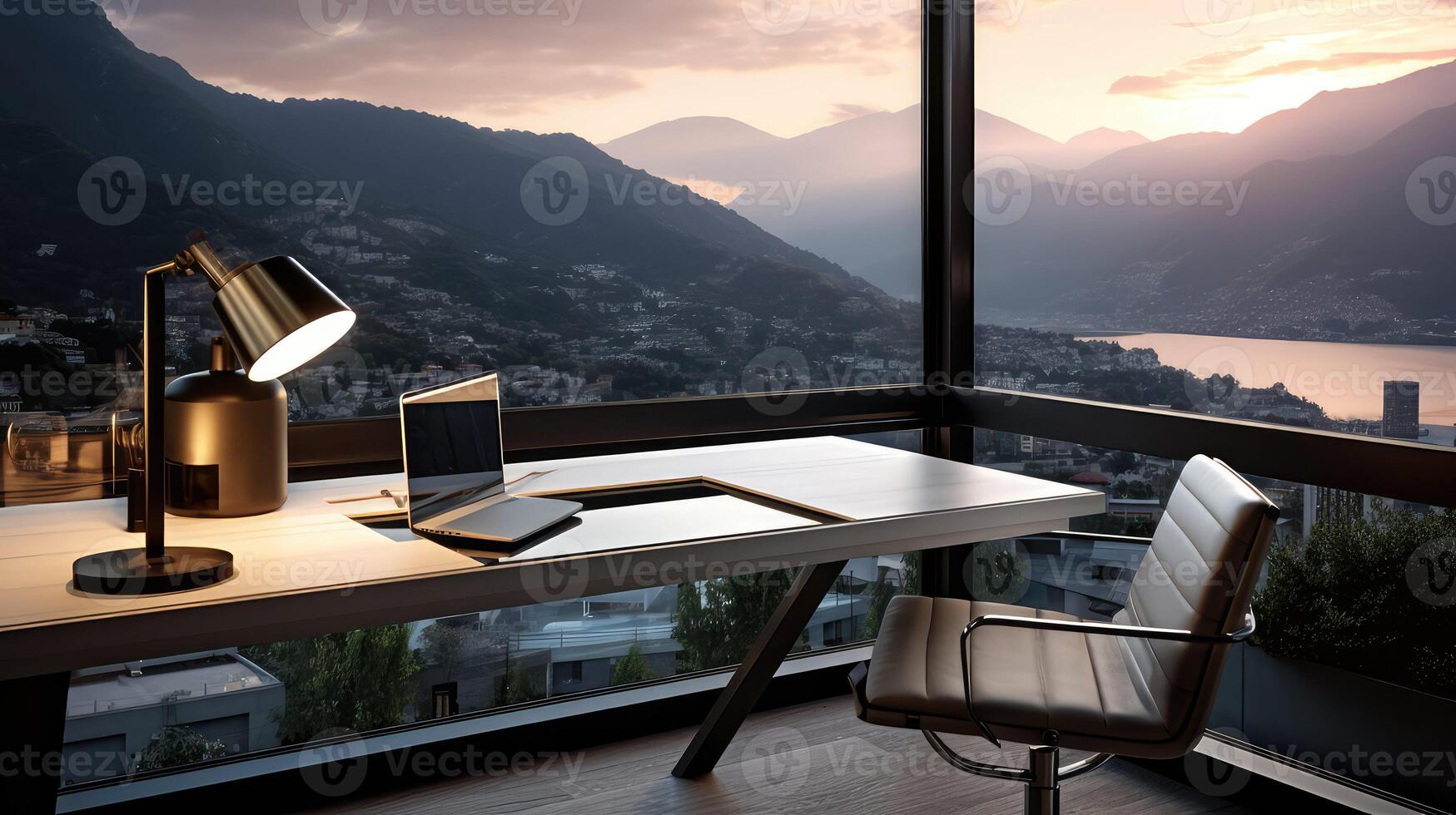 sleek window desk photo