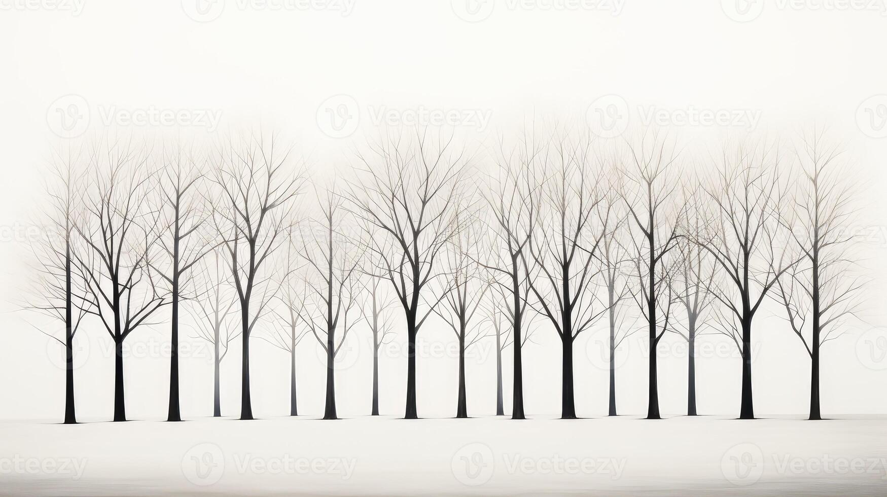 slender trees on white photo