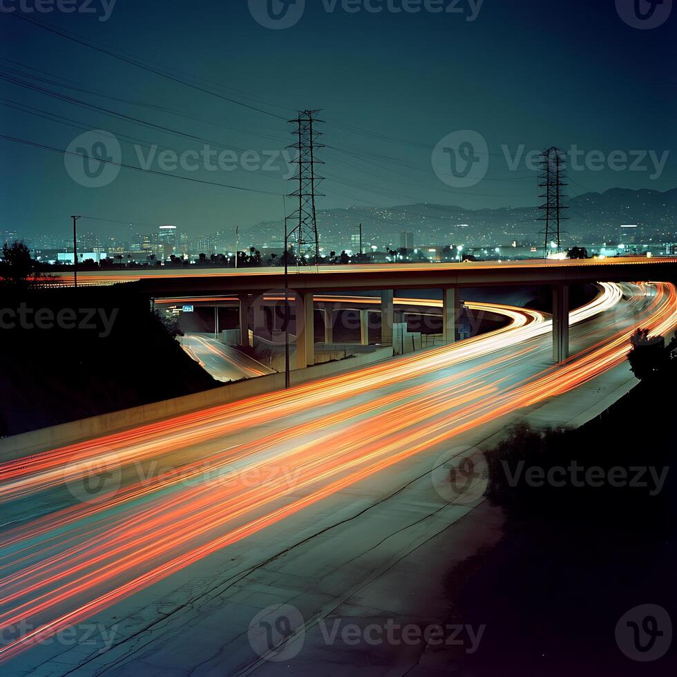 A highway with cars driving on it photo