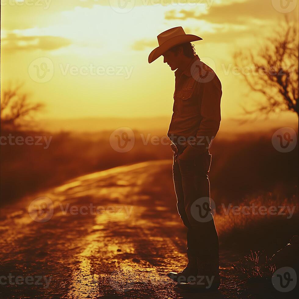 A man standing on a road photo