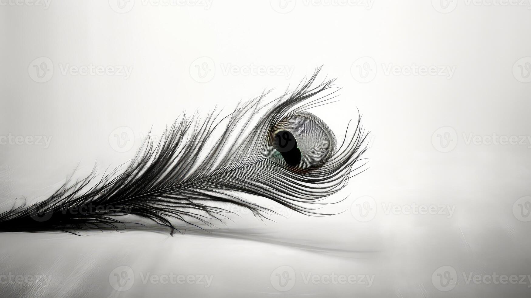 feather black and white water color photo