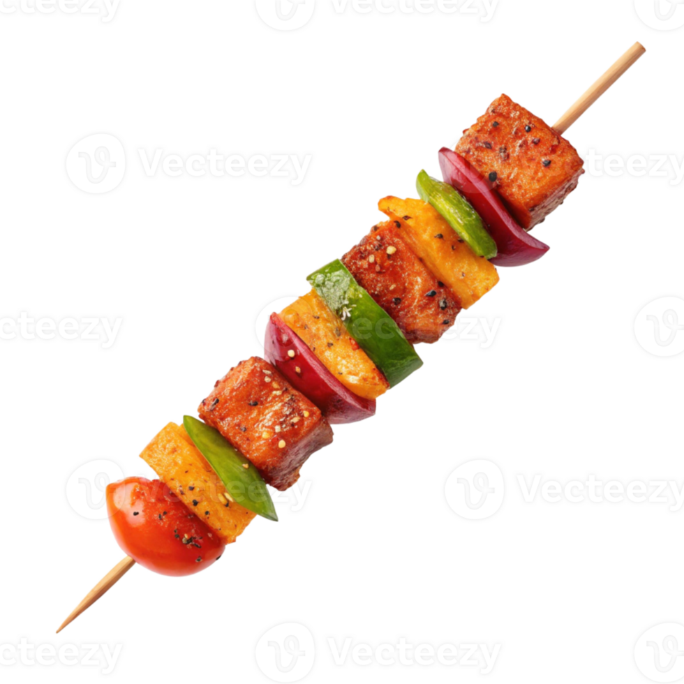 a skewered meat and vegetables on a stick png