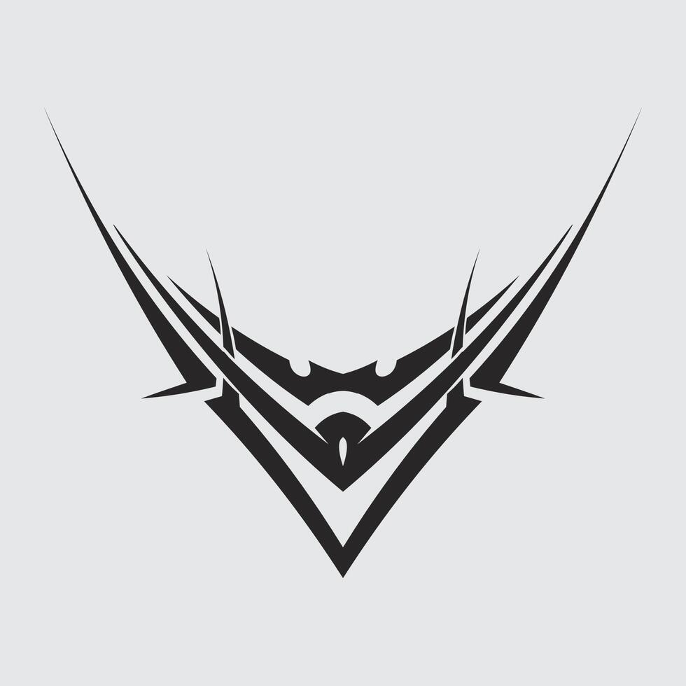 black tribal logo design icon and sign tribal V letter vector