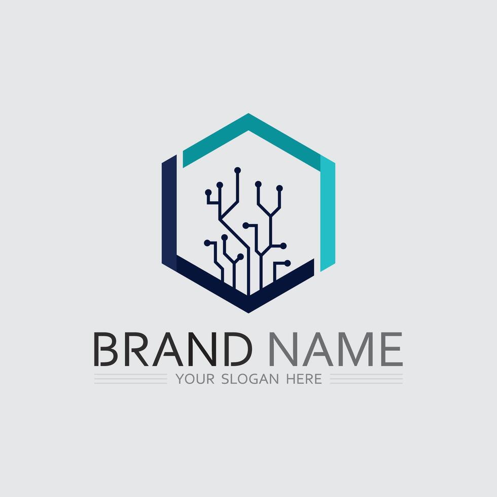 Tech gear logo design template. Technology Logo Template cyber tech Design vector