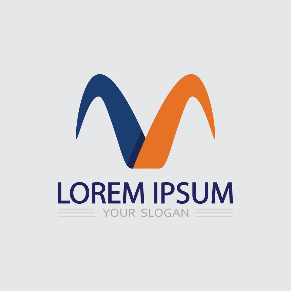 Business icon and logo design graphic M font vector