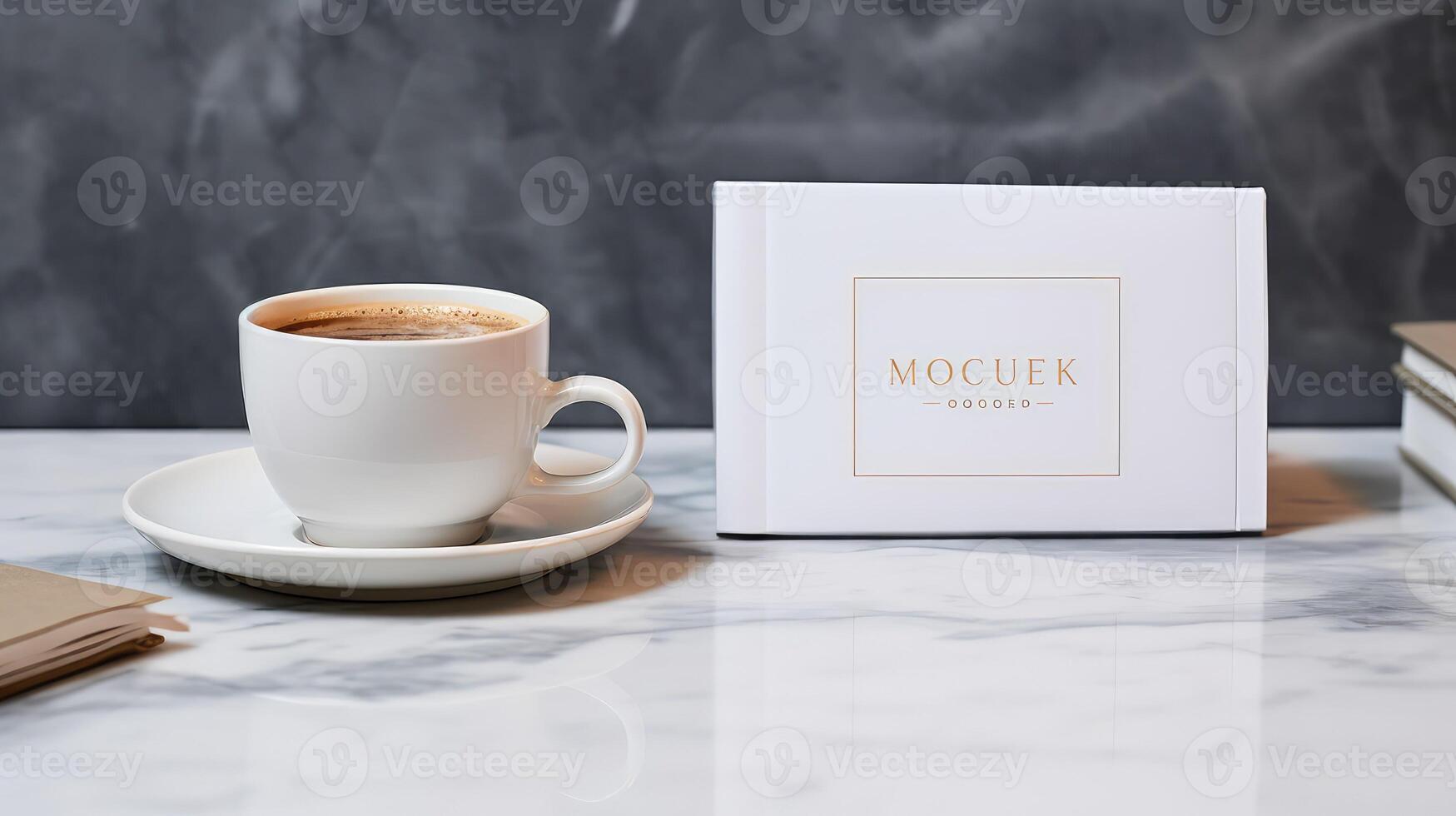 blank book mockup coffee photo