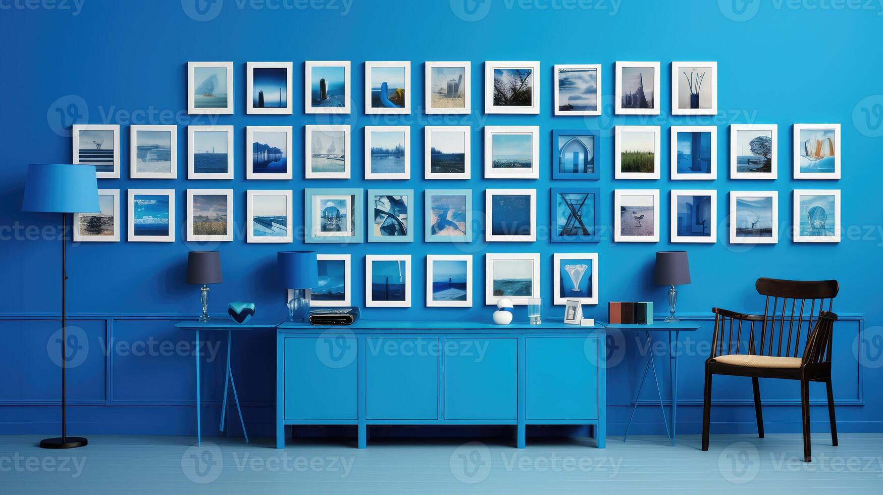 wall blue photo frame