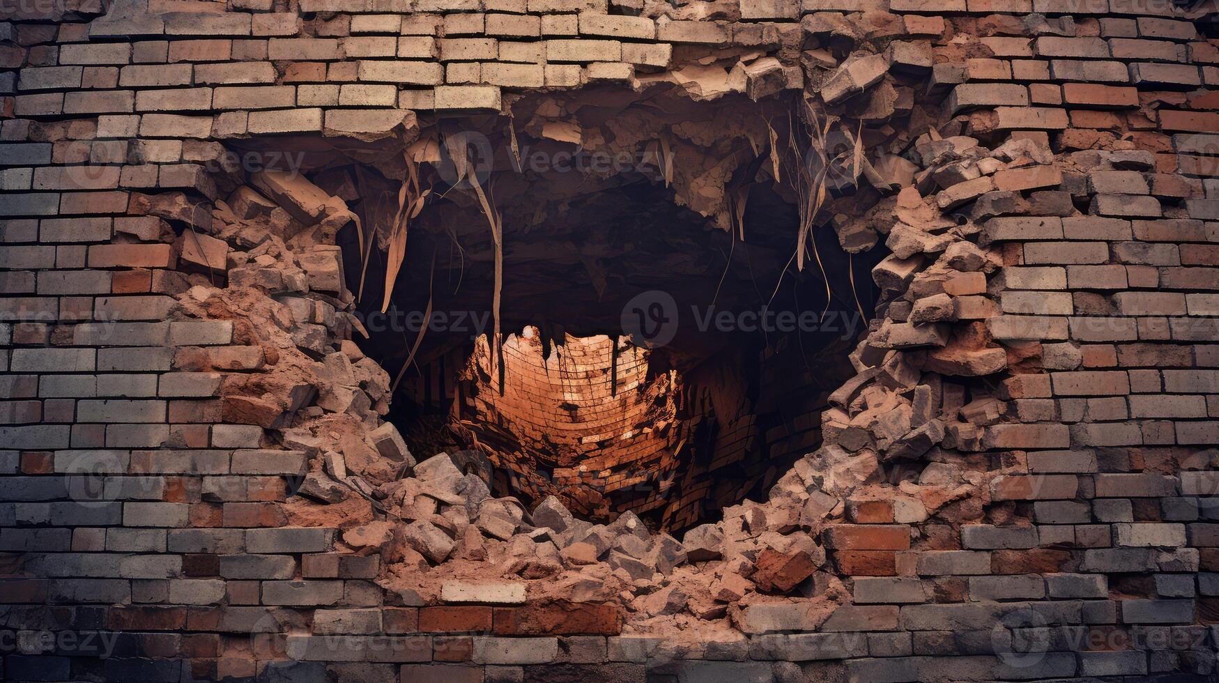 buildg hole in brick wall photo