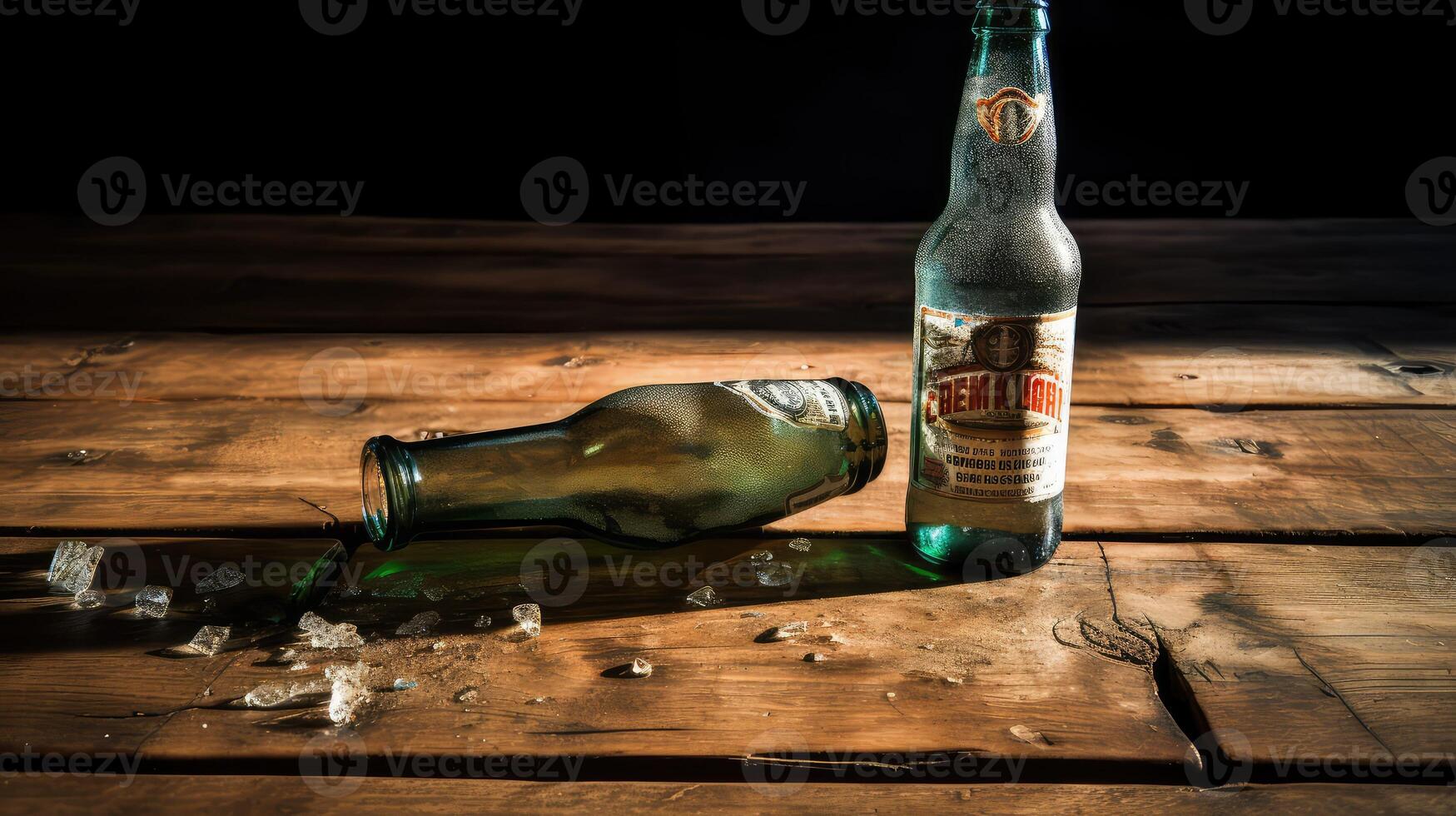 table empty beer bottle photo