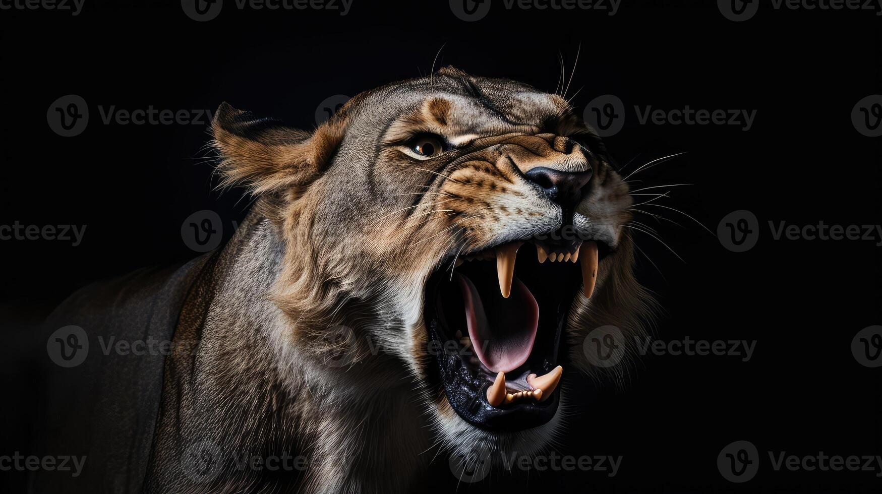 roar lion black background photo
