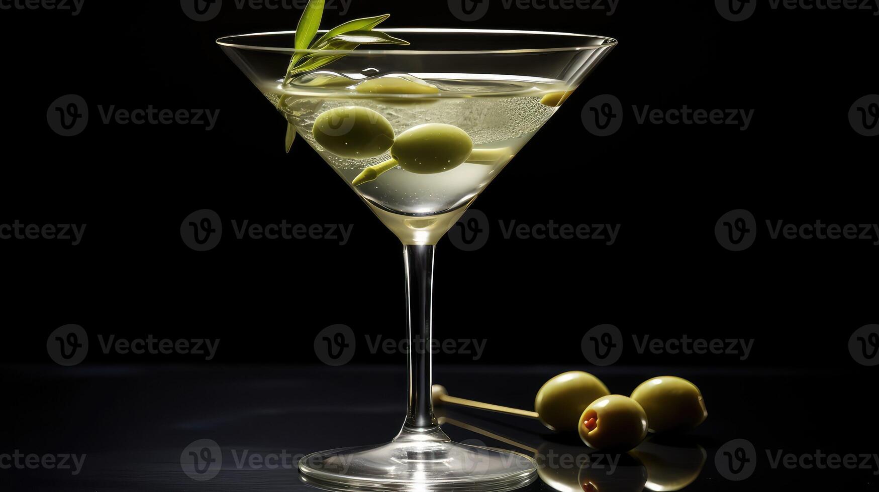 twist martini glass with olive photo