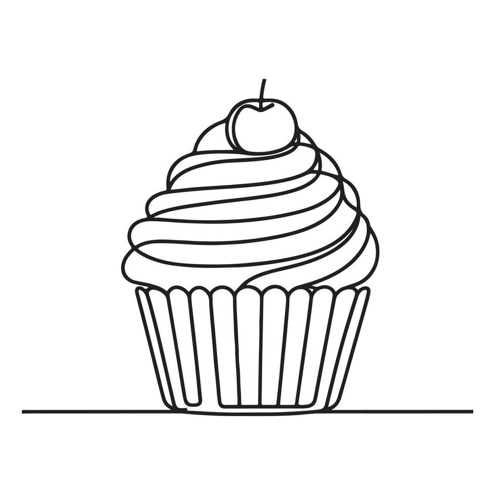 drawing of cup cake flat design dessert icon vector