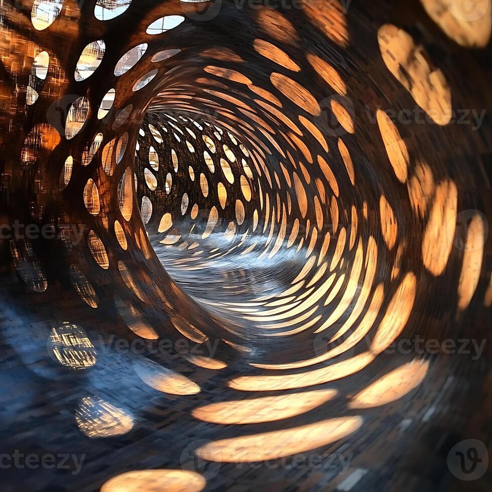 A circular tunnel with holes in it photo