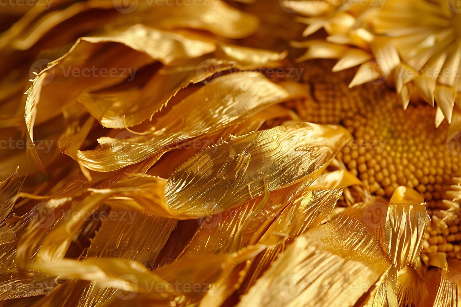 A close up of a sunflower with golden petals photo
