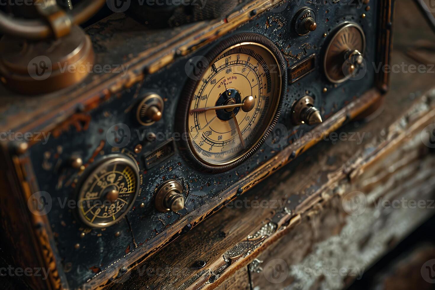 An old radio sitting on a table photo