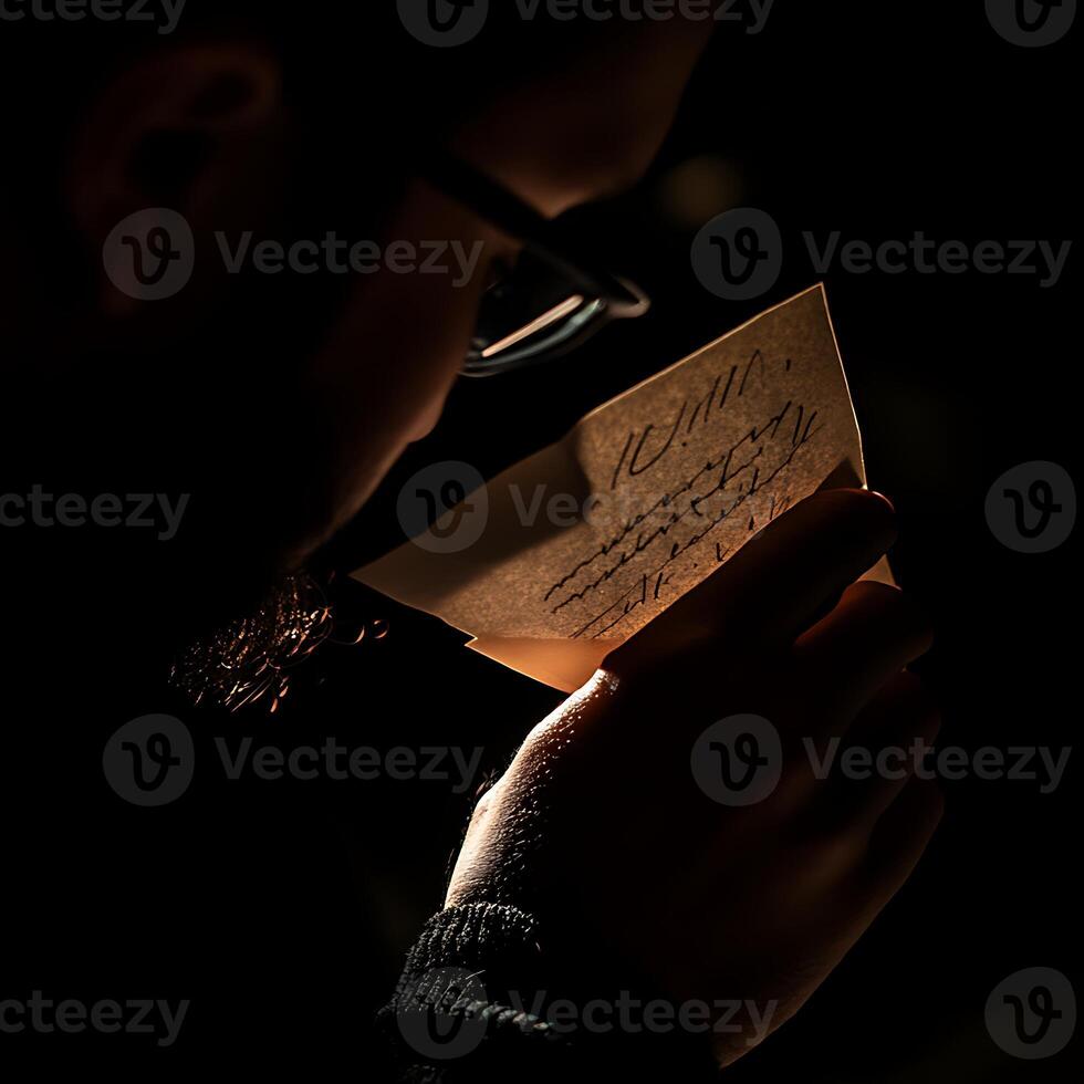 A man holding a piece of paper photo