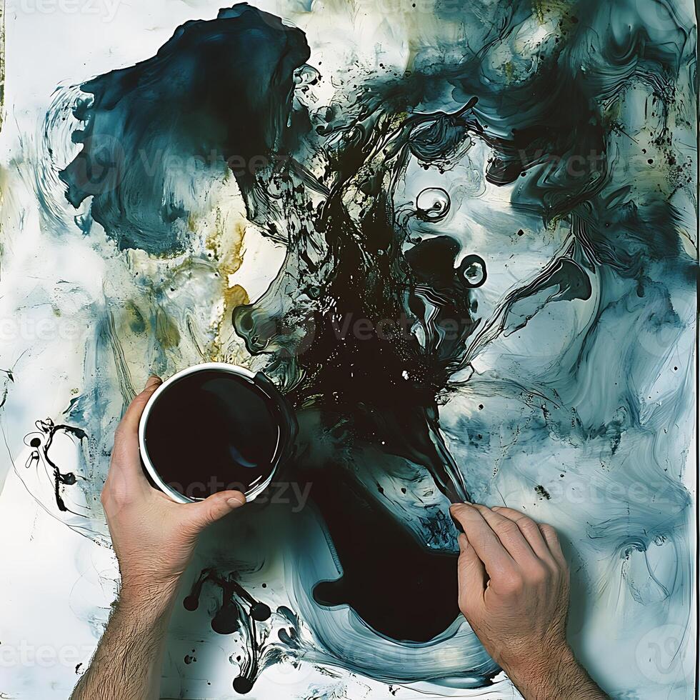 A man holding a cup of coffee photo