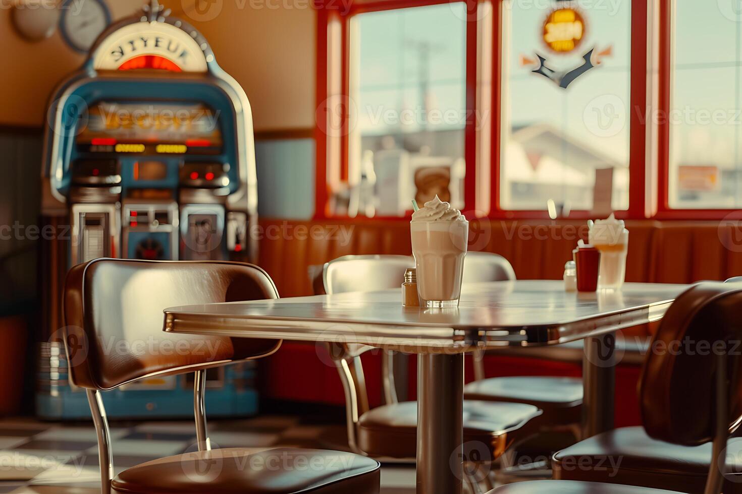 A diner with chairs and a machine photo