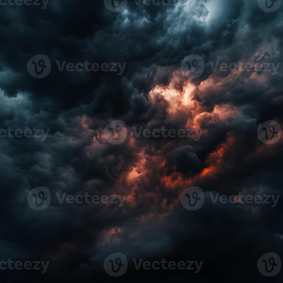 Dark storm clouds over the ocean photo