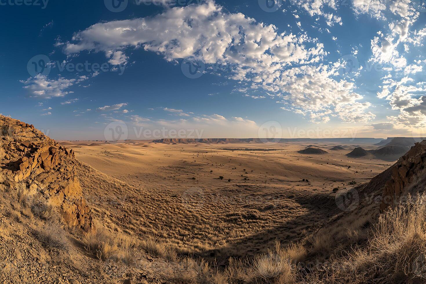 A view of the desert from a hill photo