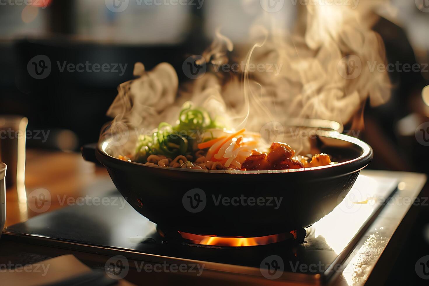 A bowl of food on a table photo