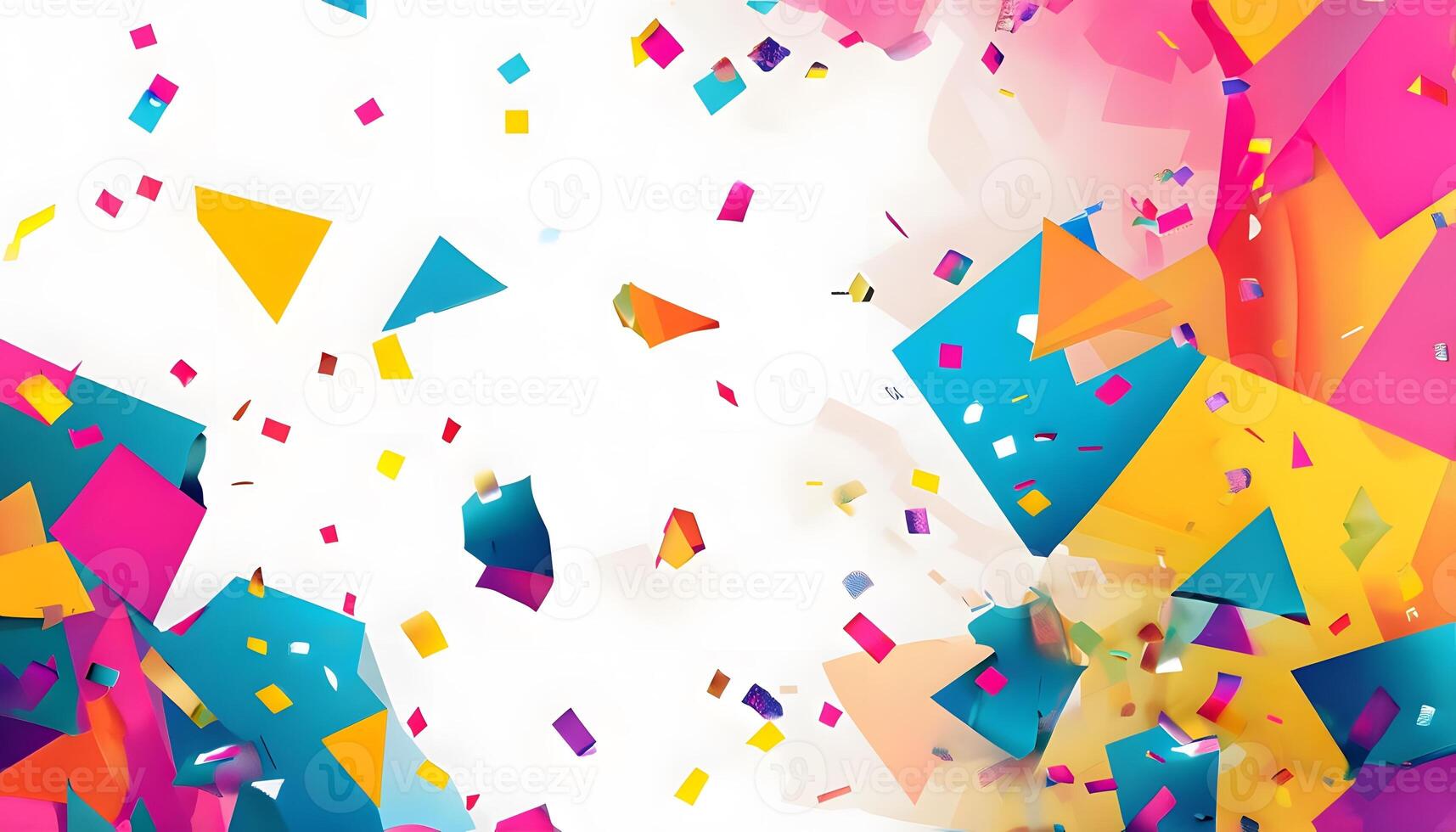 Colorful confetti falling on a white background photo