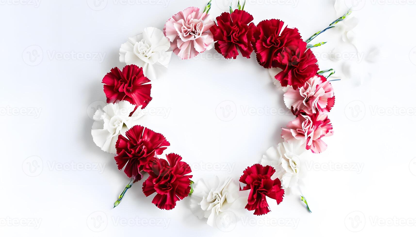A wreath made of red and white flowers photo