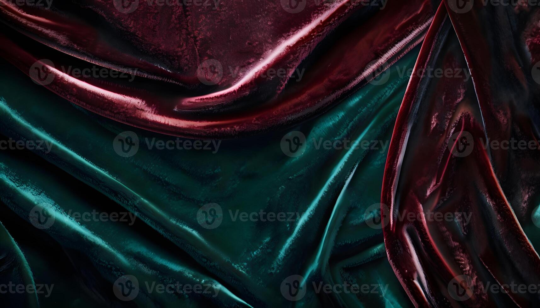 A close up of a red and green silk fabric photo