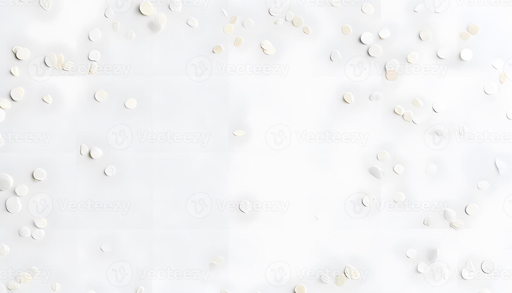 White confetti falling on a white background photo