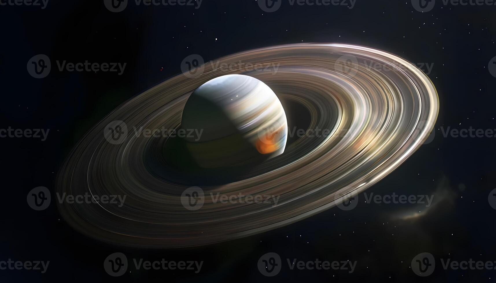 Saturn, the planet of the rings, is seen in this image photo