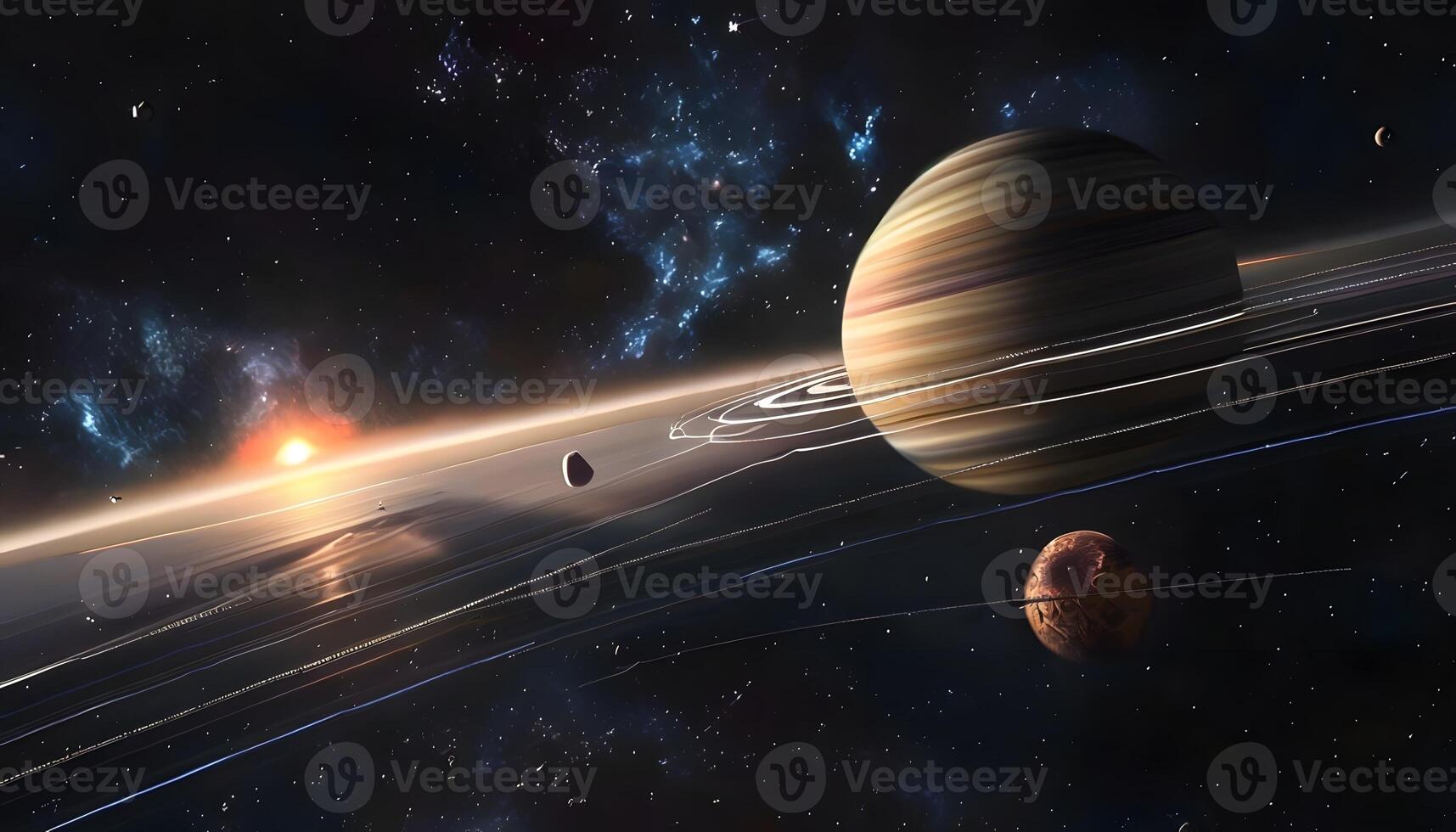 An artist's impression of the planets in space photo
