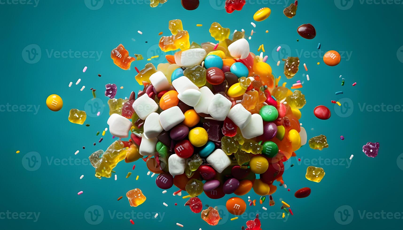 A colorful candy ball is falling out of the sky photo