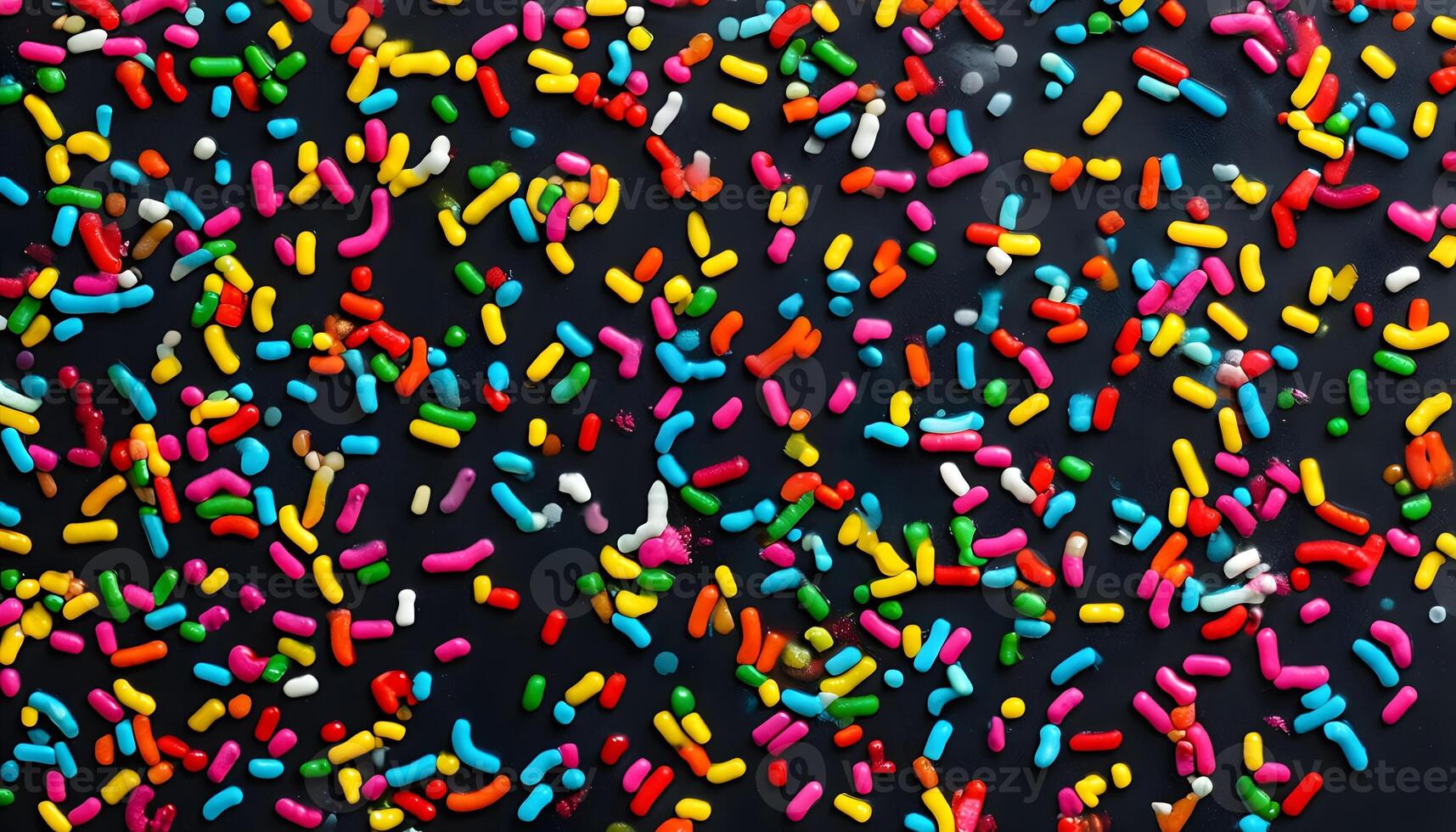 Colorful sprinkles on a black background photo