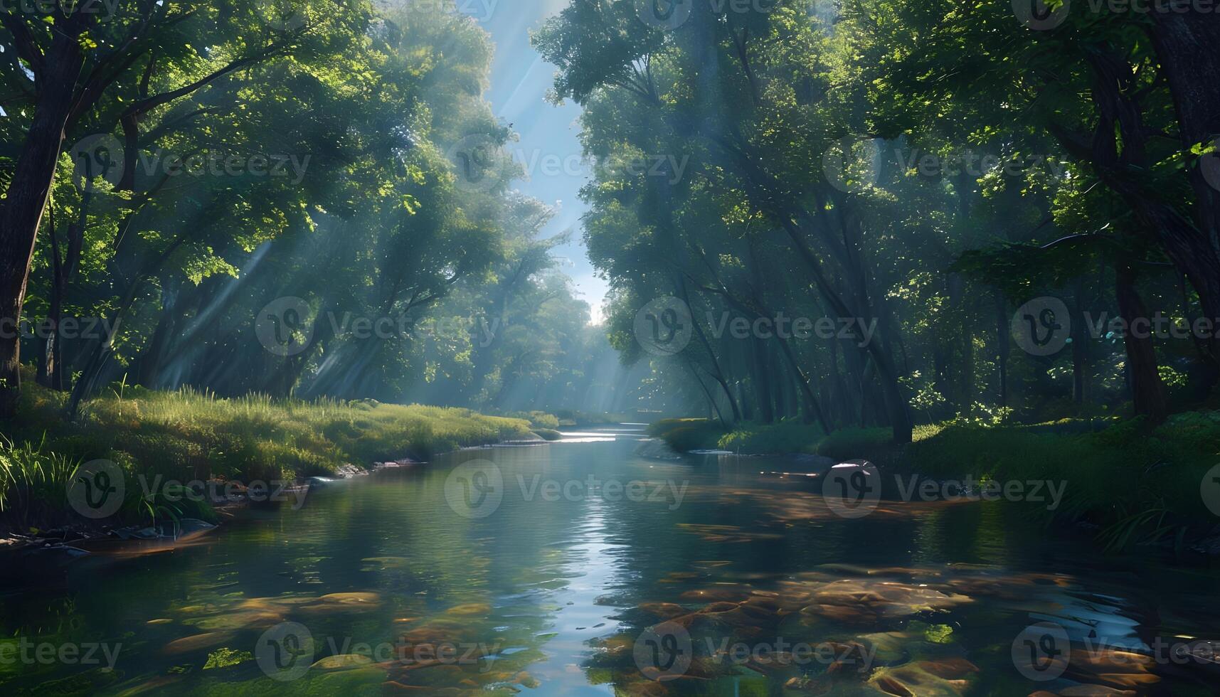 A river in the middle of a forest photo