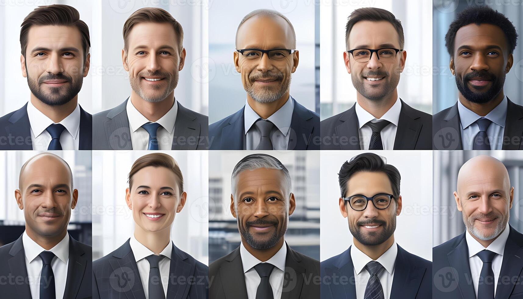 A collage of many different men in suits photo
