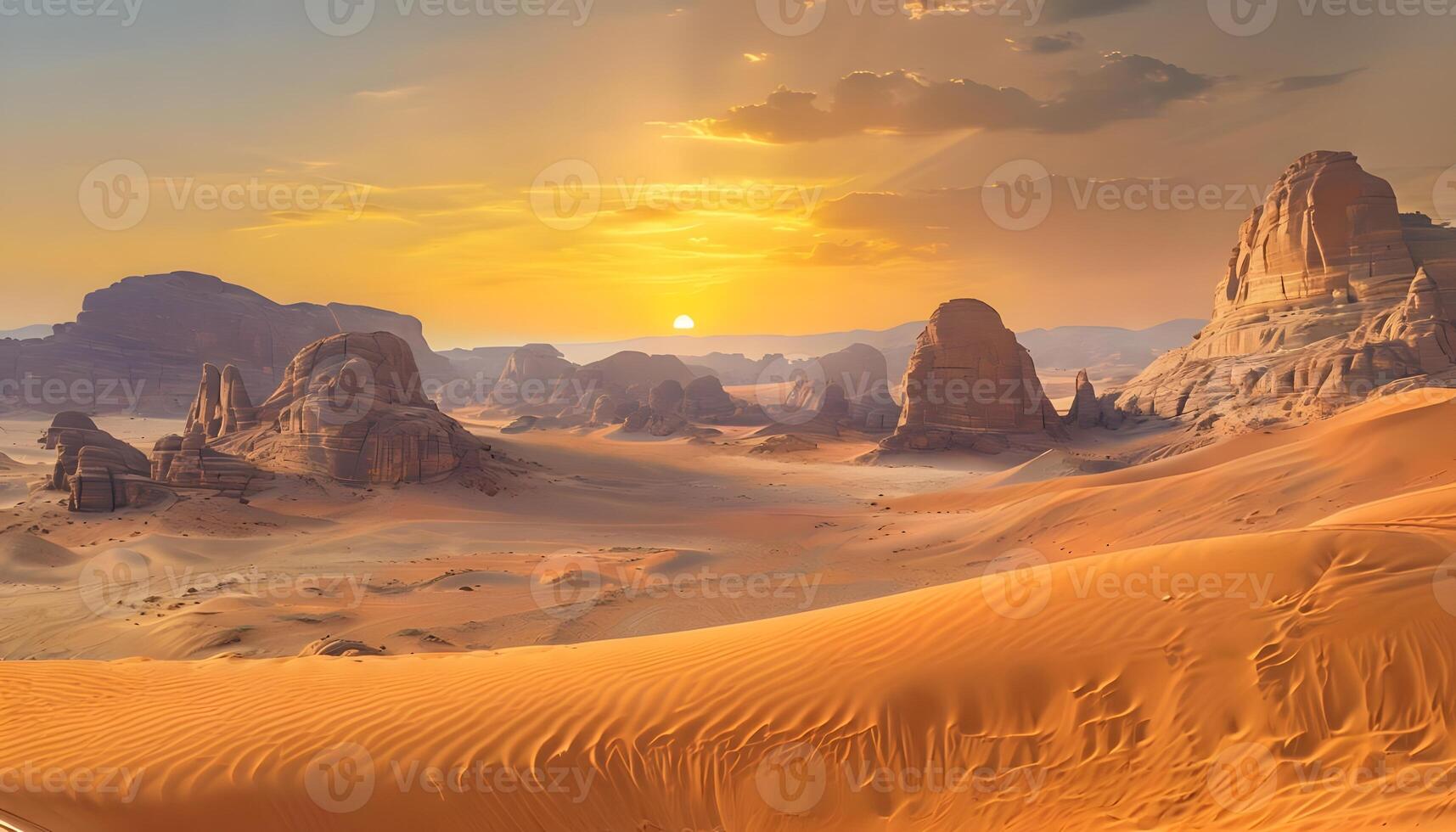The sun rises over the desert in the middle of a desert photo