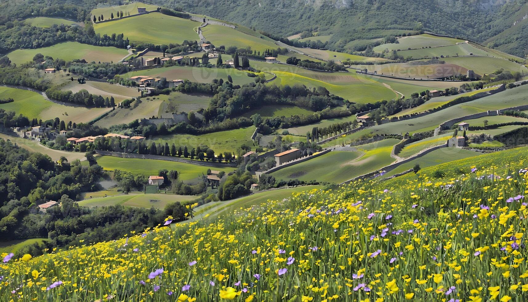 A field of yellow flowers photo