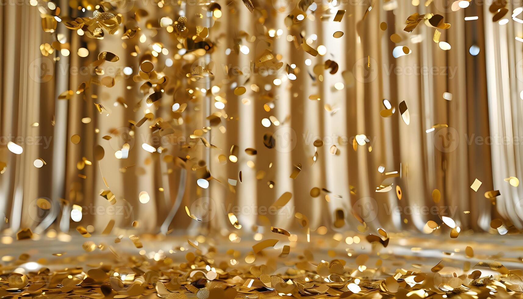 Golden confetti falling from the ceiling photo